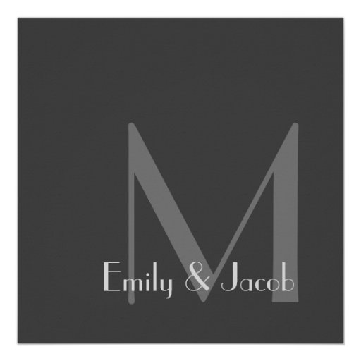 Modern Gray Monogram Rehearsal Dinner Invitations