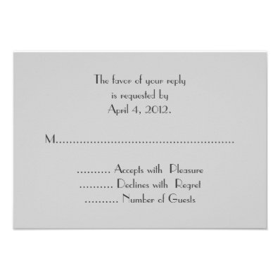 Modern Gray Monogram Reply Cards Invite