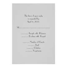 Modern Gray Monogram Reply Cards with Menu Options Custom Invite