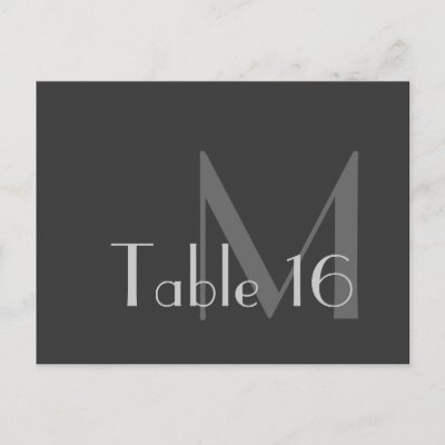 Modern Gray Monogram Table Number Cards Postcard