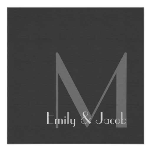 Modern Gray Monogram Wedding Invitations
