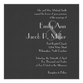 Modern Gray Monogram Wedding Invitations