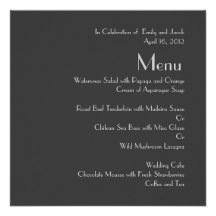Modern Gray Monogram Wedding Menus Invites