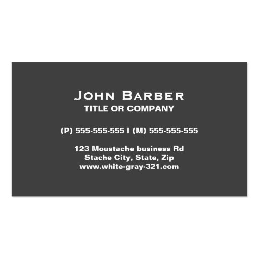 Modern gray mustache professional business card (back side)