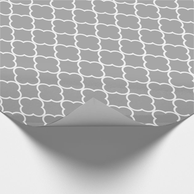 Modern Gray Quatrefoil Pattern Wrapping Paper 4/4