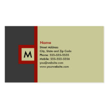 Modern Gray & Red Monogram Business Card