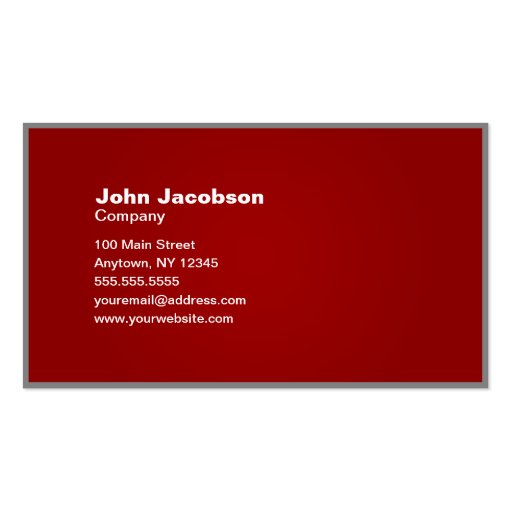 Modern Gray, Red & White Plain Business Card (back side)