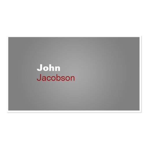 Modern Gray, Red & White Plain Business Card (front side)