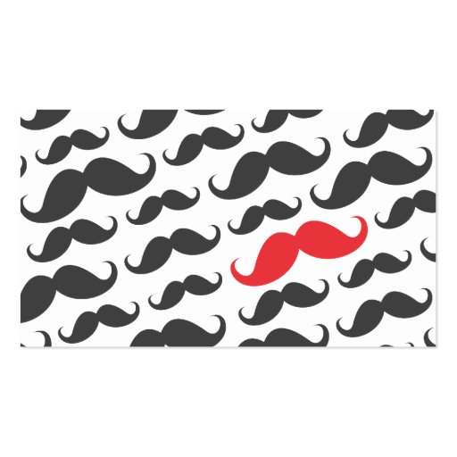 Modern gray single red mustache professional business card template