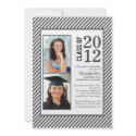Modern Grey Stripes Photo Graduation invitation invitation