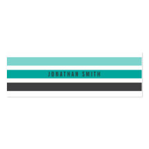 Modern gray teal aqua retro stripes stylish white business card template