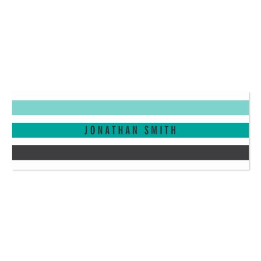 Modern gray teal aqua retro stripes stylish white business card template (front side)
