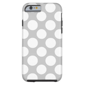 Modern Gray White Polka Dots Pattern Tough iPhone 6 Case