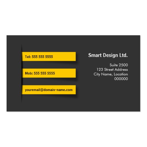 Modern Gray Yellow Business Cards (back side)