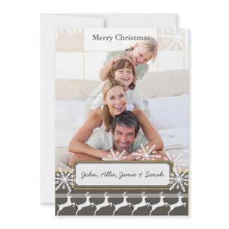 Modern Gray & Yellow Reindeer Holiday Photo Card invitation