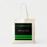 Modern Green and Black Racing Stripe Tote Bag