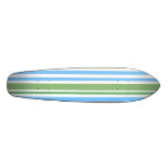 Modern green and blue stripes on white skateboard