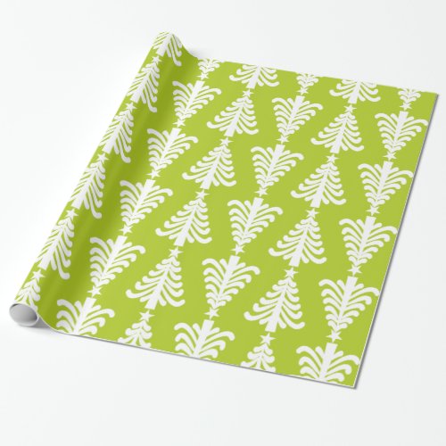 Modern Green And White Christmas Trees Pattern Wrapping Paper