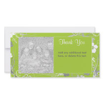 Modern Green and White Floral Photocard