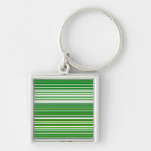 Modern Green and white stripes Key Chains