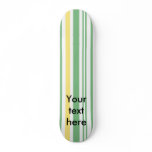 Modern green and yellow stripes on white skate board
