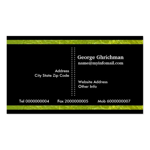 Modern green, black vertical stripes programmer business card templates (back side)