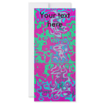 Modern green blue psychedelic on pink background personalized rack card