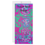 Modern green blue psychedelic on pink background personalized rack card