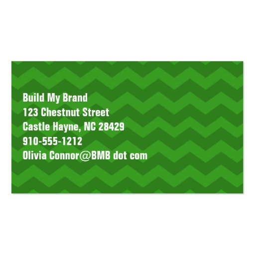 Modern Green Chevron Designer Business Card (back side)