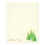 Modern green Christmas trees cream thank you note Invites