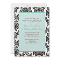 Modern Green Damask Wedding Invitation