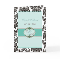 Modern Green Damask wedding thank you card