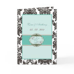 Modern Green Damask wedding thank you card