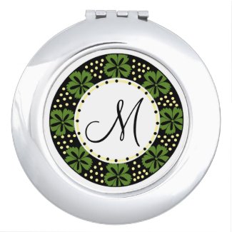 Modern Green Floral Pattern Frame Monogrammed