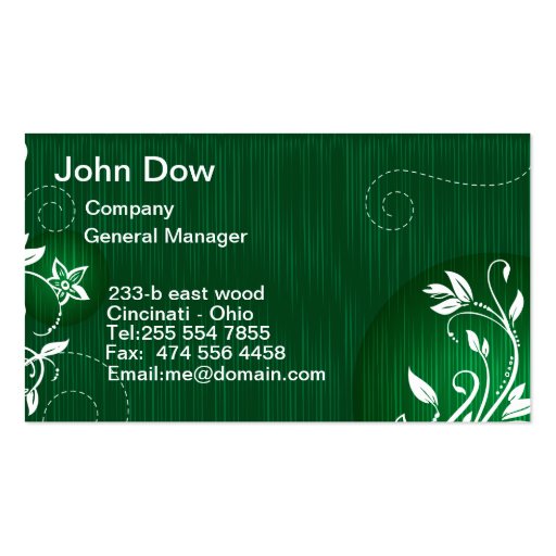 Modern Green floral VOL1 Business Card (front side)
