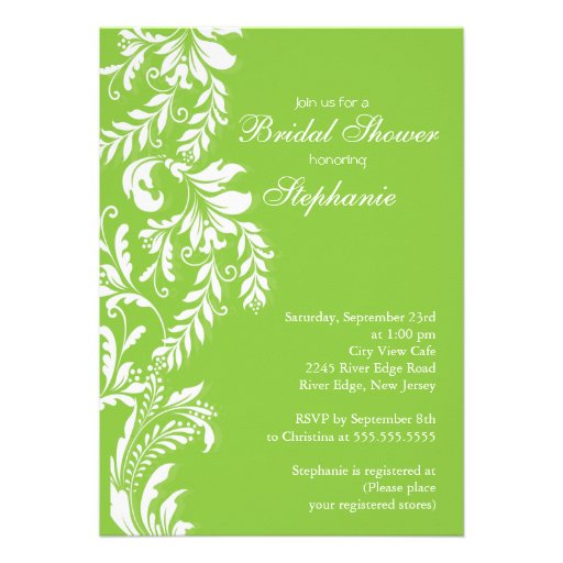 Modern Green Leaf Swirl Bridal Shower Invitation