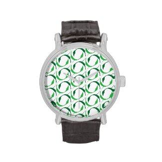 Modern Green Leaves Pattern Wristwatch
