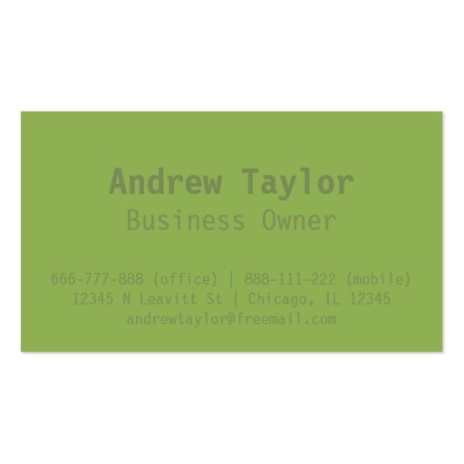 Modern Green Mover Company Letterpress Business Card Templates (back side)