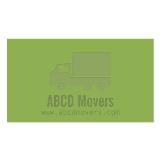 Modern Green Mover Company Letterpress Business Card Templates (front side)