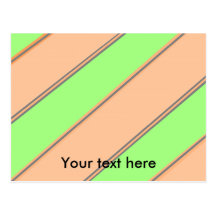 Modern green orange diagonal stripes postcard