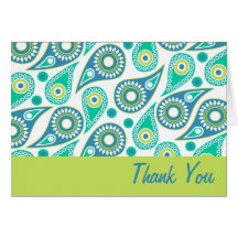 Modern Green Paisley Thank You Cards