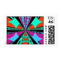 Modern green pink blue semi-circle design stamps
