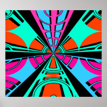 Modern green pink blue semi-circle design print