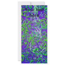 Modern green psychedelic on purple background customized rack card