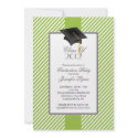 Modern Green Stripe Graduation Party Invitation invitation