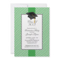 Modern Green Stripe Graduation Party Invitation invitation