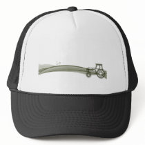 Modern Green Tractor Illustration Cap Mesh Hats