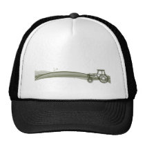 Modern Green Tractor Illustration Cap Mesh Hats
