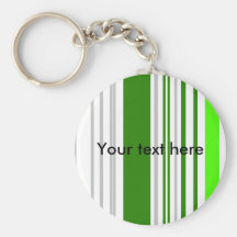 Modern green white and gray stripes keychains