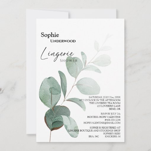 Modern Greenery White Bridal Lingerie Shower Invitation Zazzle